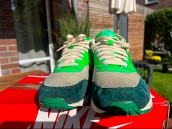 Nike Sneaker Air Max 1 Essential Beige Gruen ·Gr 44,5· Herren Retro Running Schuhe