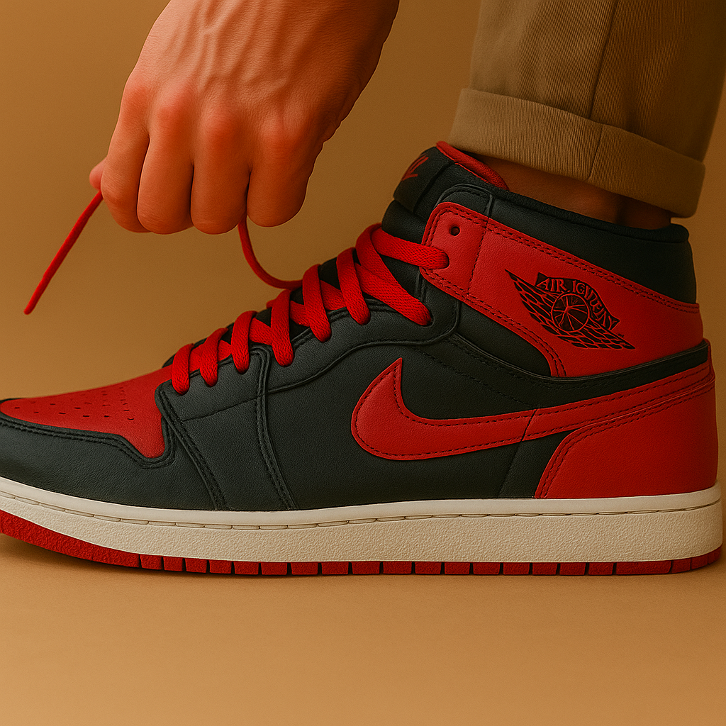 Nike Sneaker Air Jordan 1 Mid Schwarz Rot Weiss ·Gr 44· Herren Retro Basketball Schuhe