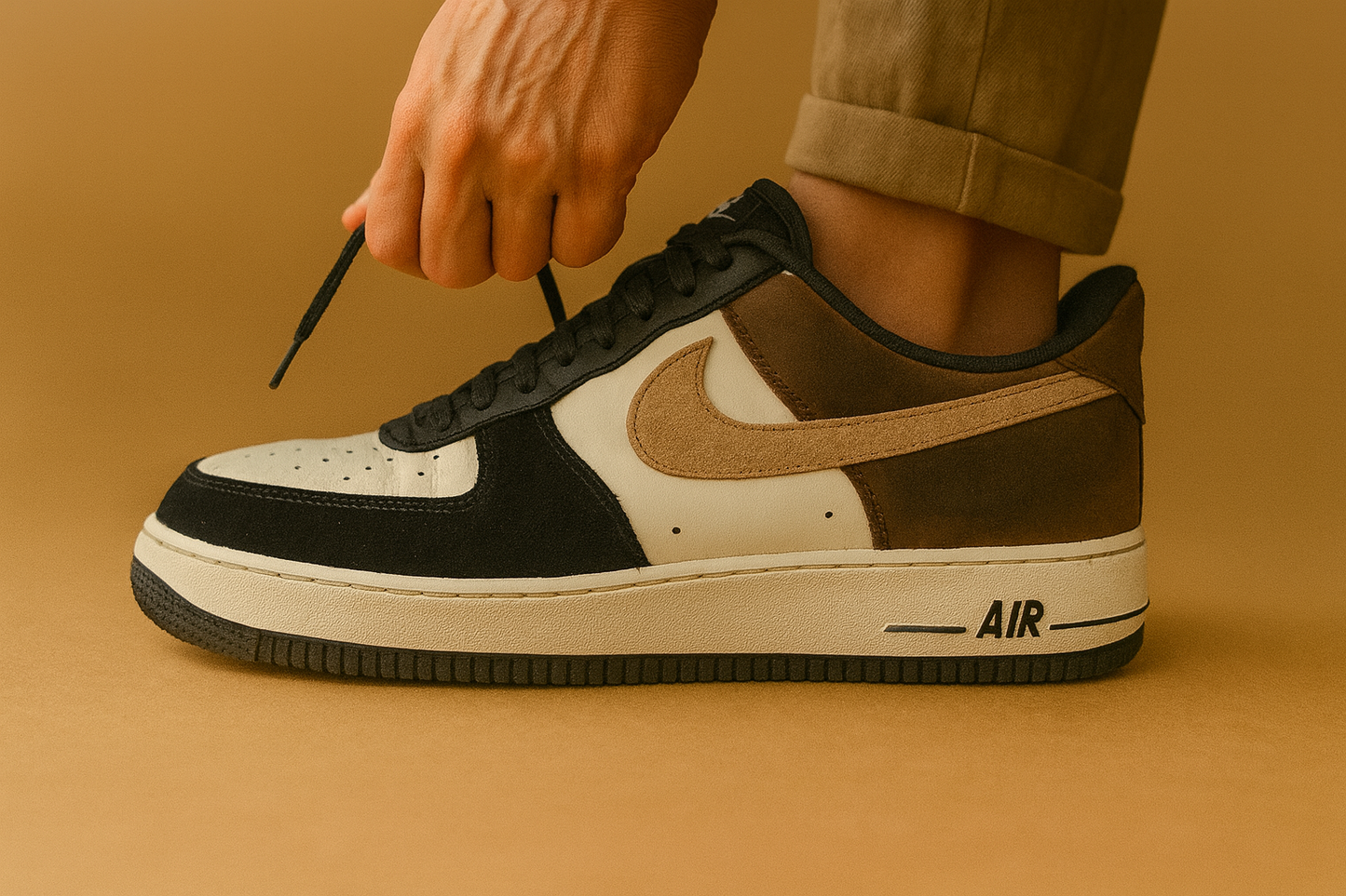 Nike Sneaker Air Force 1 Low 07 Mokkabraun ·Gr 46· Herren Retro Originals Streetwear
