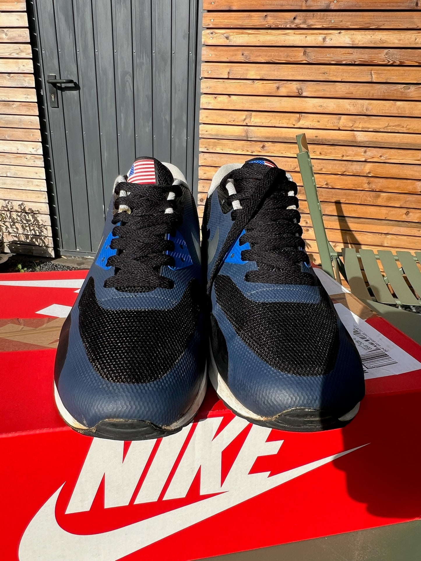 Nike Sneaker Air Max 90 Grau Schwarz Rot ·Gr 43· Herren Retro Running Originals Schuhe