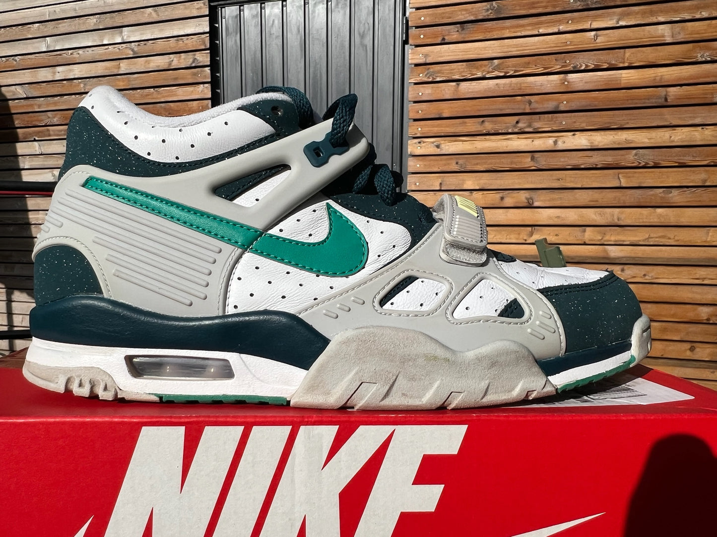 Nike Vintage Sneaker Air Trainer 3 Weiss Tuerkis Gruen ·Gr 45· Herren Retro Basketball Schuhe