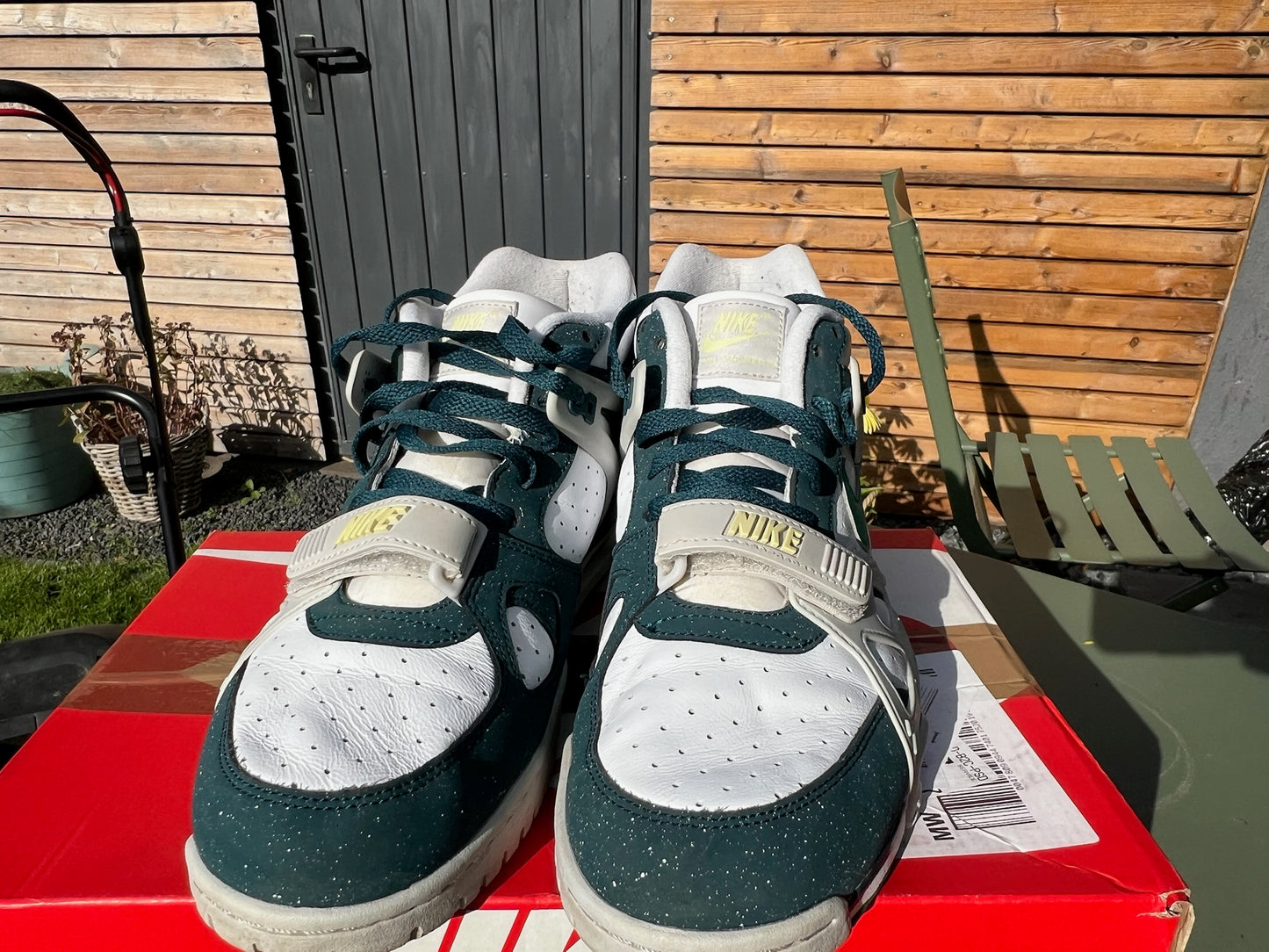 Nike Vintage Sneaker Air Trainer 3 Weiss Tuerkis Gruen ·Gr 45· Herren Retro Basketball Schuhe