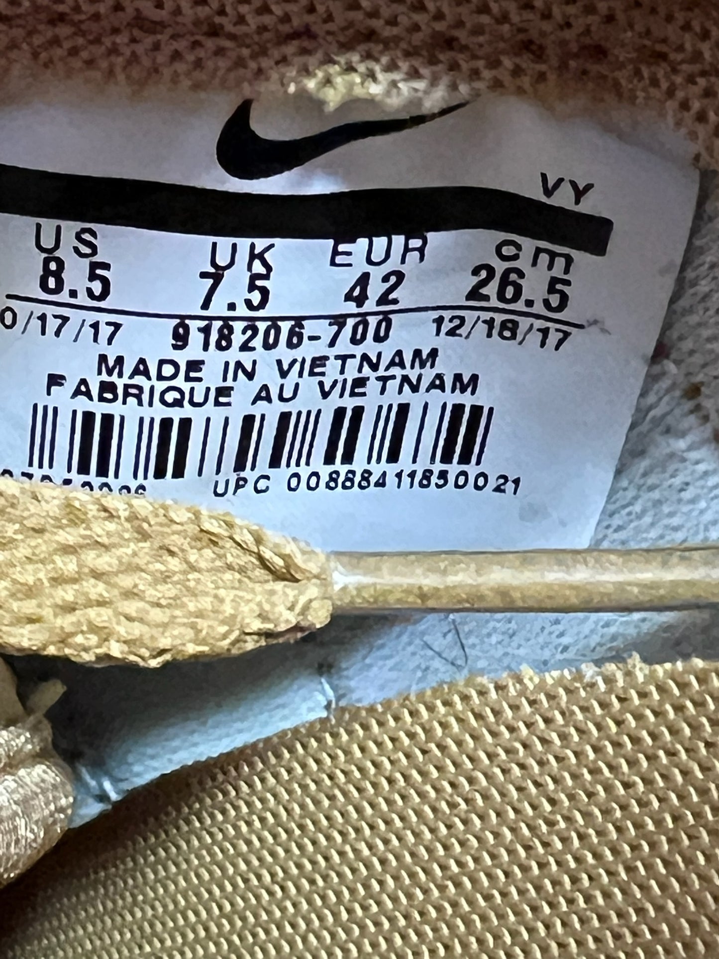 Nike Sneaker Air Vortex Leather Gold Gelb ·Gr 42· Herren Retro Running Originals Schuhe