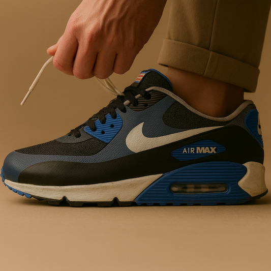 Nike Sneaker Air Max 90 Grau Schwarz Rot ·Gr 43· Herren Retro Running Originals Schuhe