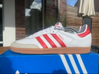 Adidas Sneaker Samba Classic Weiss Rot ·Gr 46· Herren Retro Originals Streetwear