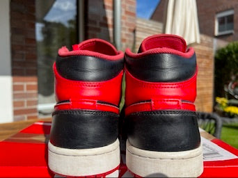 Nike Sneaker Air Jordan 1 Mid Schwarz Rot Weiss ·Gr 44· Herren Retro Basketball Schuhe