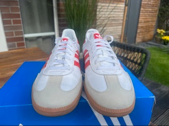 Adidas Sneaker Samba Classic Weiss Rot ·Gr 46· Herren Retro Originals Streetwear