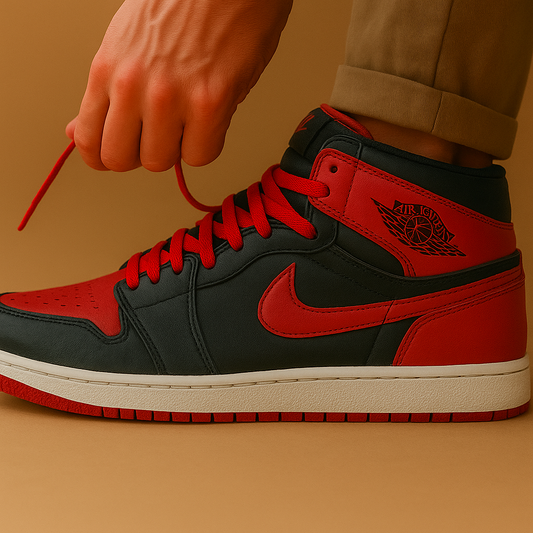 Nike Sneaker Air Jordan 1 Mid Schwarz Rot Weiss ·Gr 44· Herren Retro Basketball Schuhe