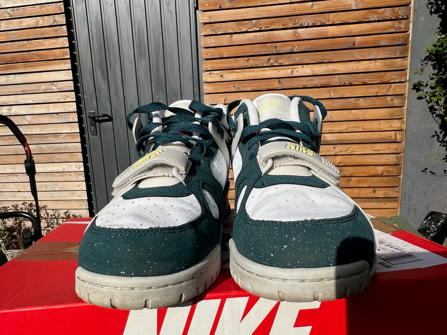 Nike Vintage Sneaker Air Trainer 3 Weiss Tuerkis Gruen ·Gr 45· Herren Retro Basketball Schuhe