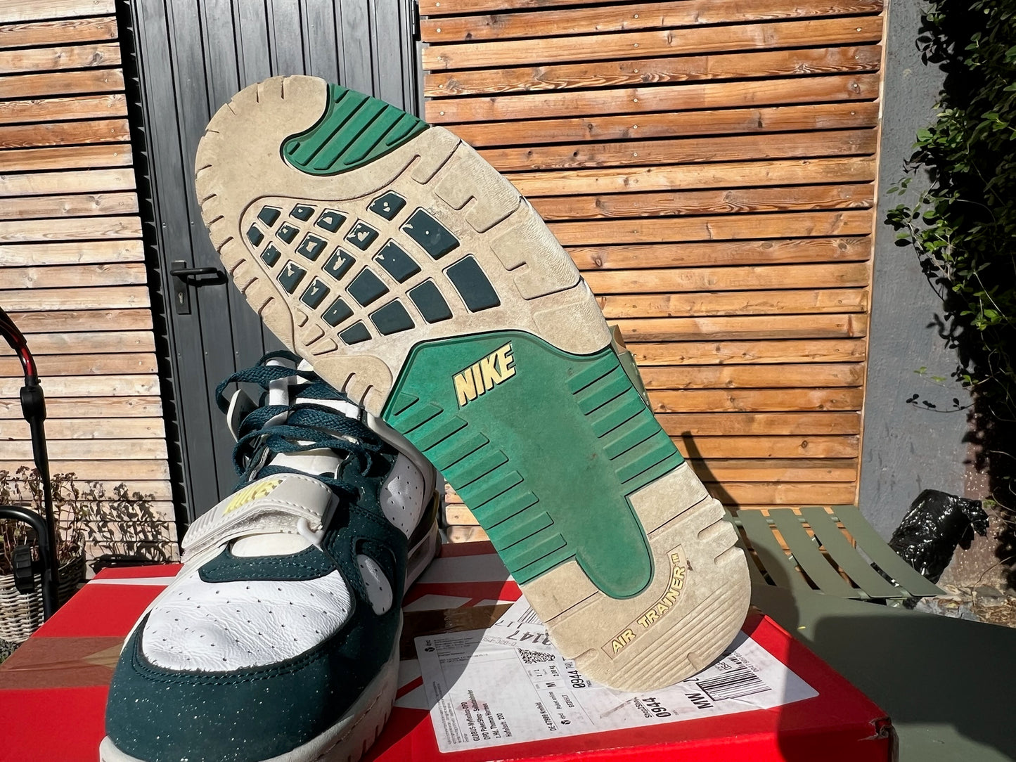 Nike Vintage Sneaker Air Trainer 3 Weiss Tuerkis Gruen ·Gr 45· Herren Retro Basketball Schuhe