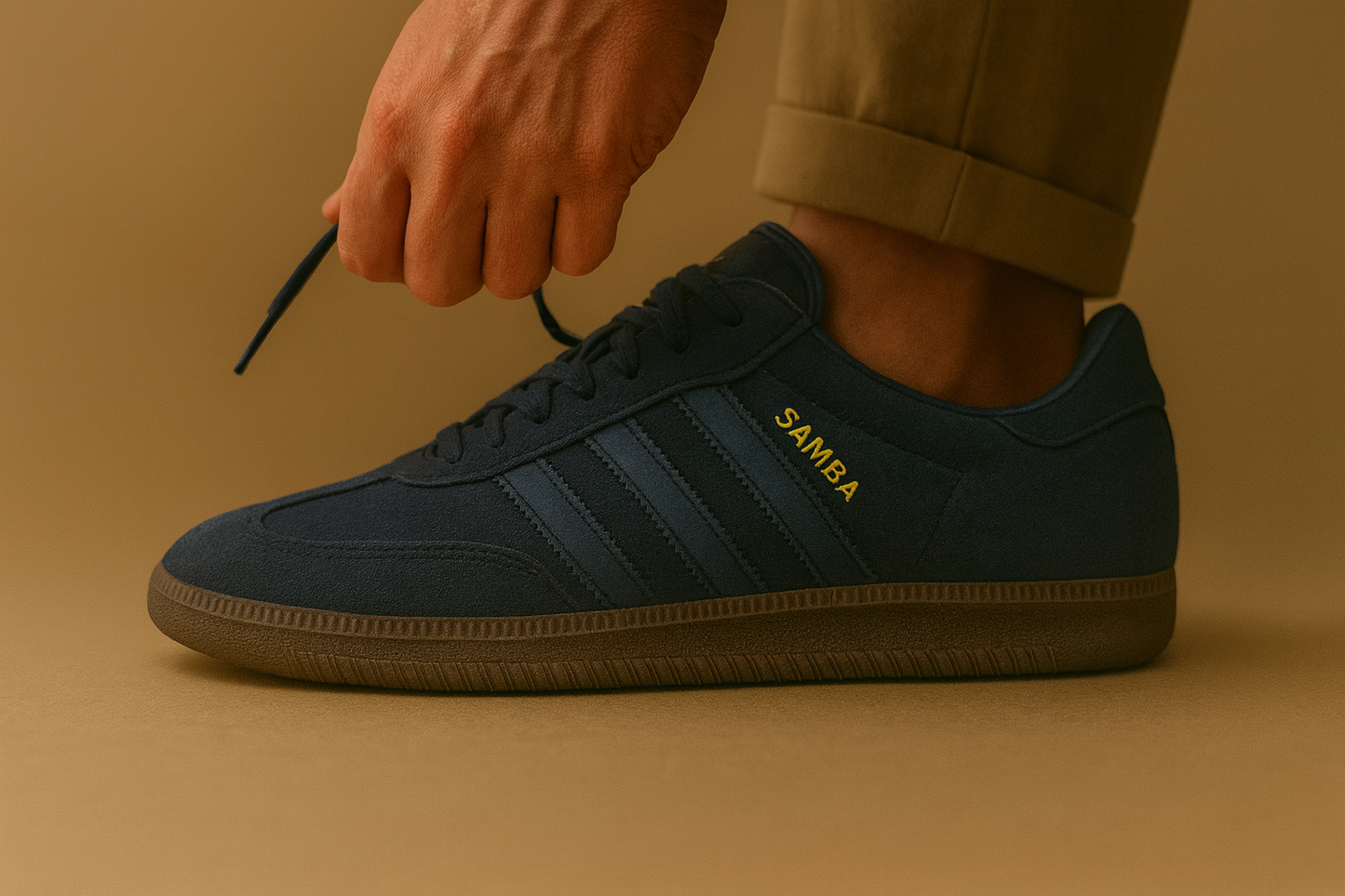 Adidas Sneaker Samba FB Dunkelblau Gold ·Gr 46· Herren Retro Originals Streetwear